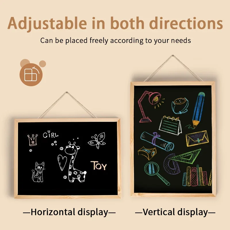 Große, an der Wand montierte Kreidetafel aus Holz, kommerzielle Werbetafel für Schule, Unterricht, Geschäft, Büro, Anzeige, Klassenzimmer-Zubehör
