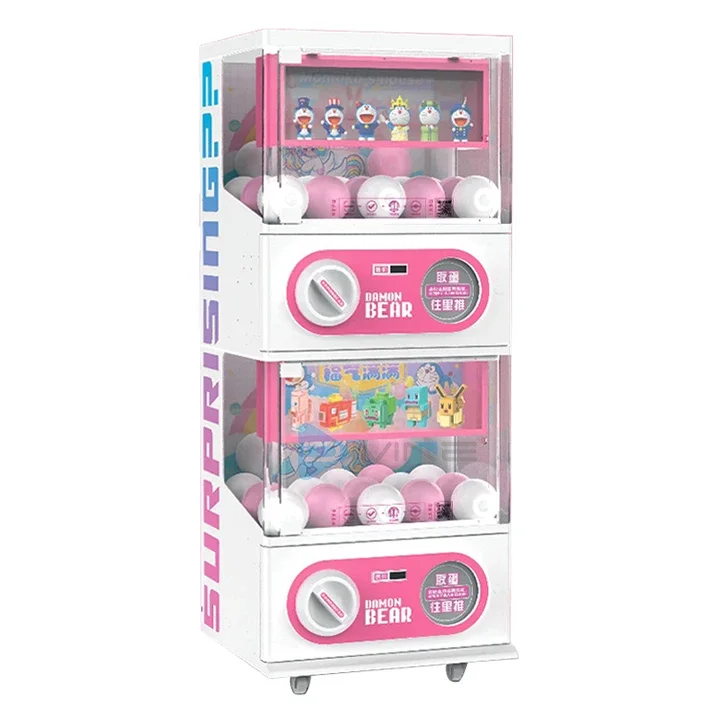 Shopping Mall 2player Coin Operated Gift Game Machine Capsule Toy Mini Cotton Candy Vending Machine