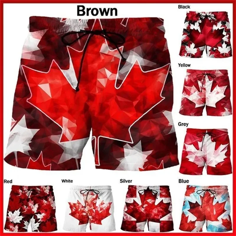 I Love Canadá patrón creativo pantalones cortos de playa para hombres, impresión 3D, pantalones cortos de tablero casuales, Día Nacional de Canadá, bañador gráfico para hombres