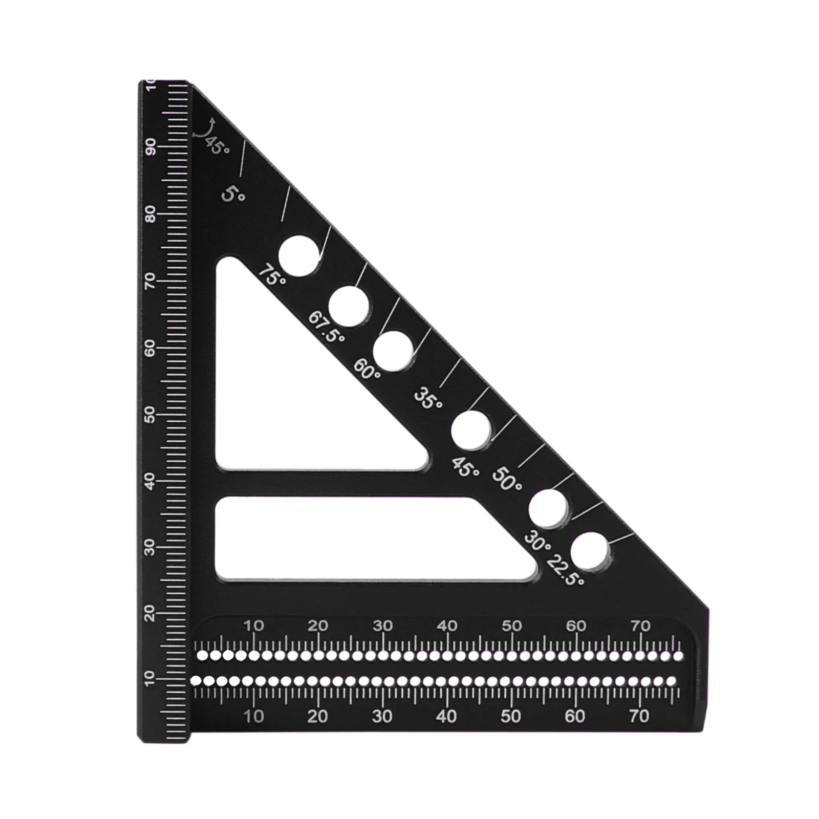 Imagem -03 - Multi-angle Woodworking Praça Transferidor Liga de Alumínio Medindo Régua Pinos Passador Miter Triângulo Régua 22.5 45 90 Graus 3d