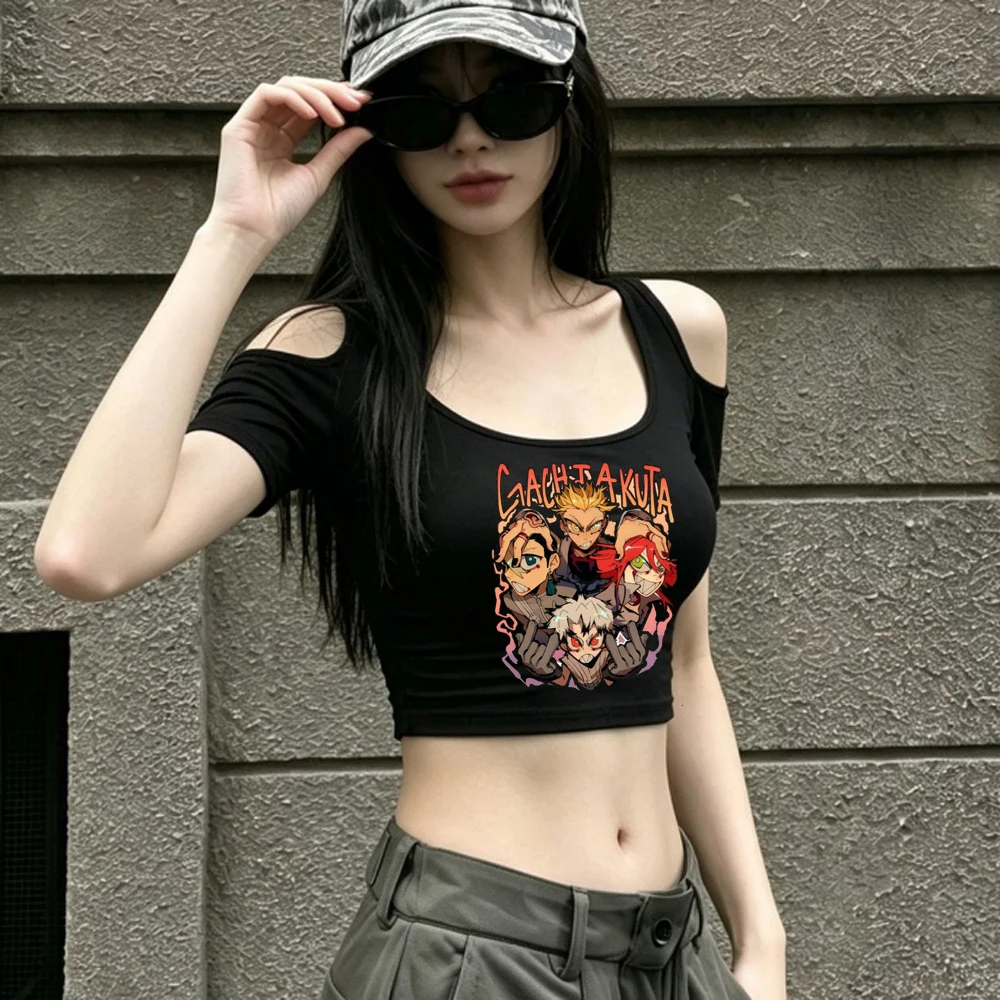 Gachiakuta cropped top shoujo grunge streetwear cheap tshirt meme japan scene  goth cute