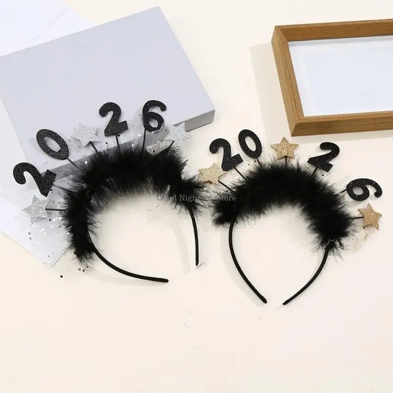 Scintillante accessorio per capelli per celebrazione del Capodanno 2026 Fasce per stelle per donne e uomini, eventi ballo