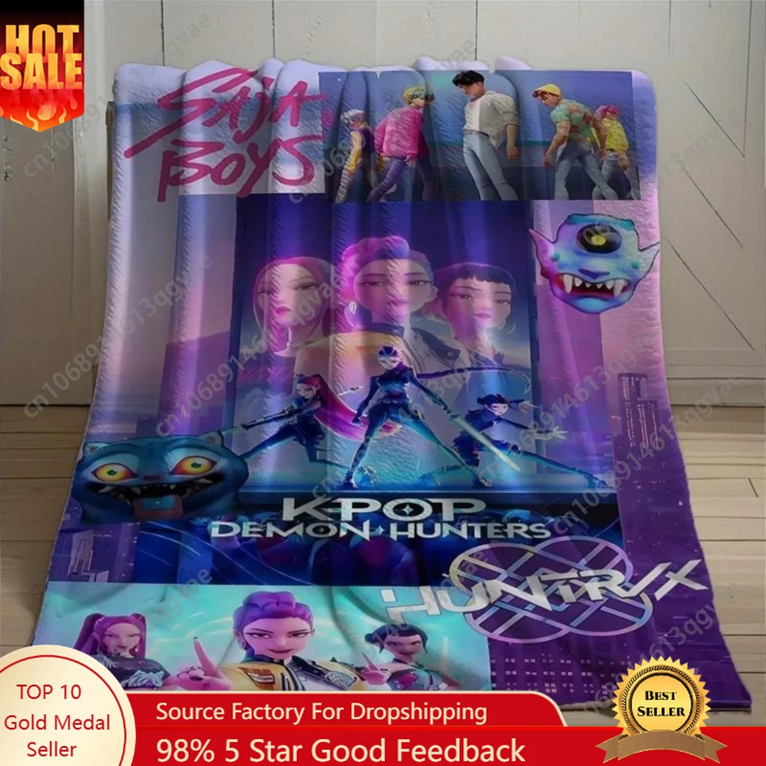 

K-Pop Demon Hunters Netflix Series Blanket Soft Flannel Sofa & Bed Throw with Jungbae Cityscape All-Season Cozy Gift for Fans