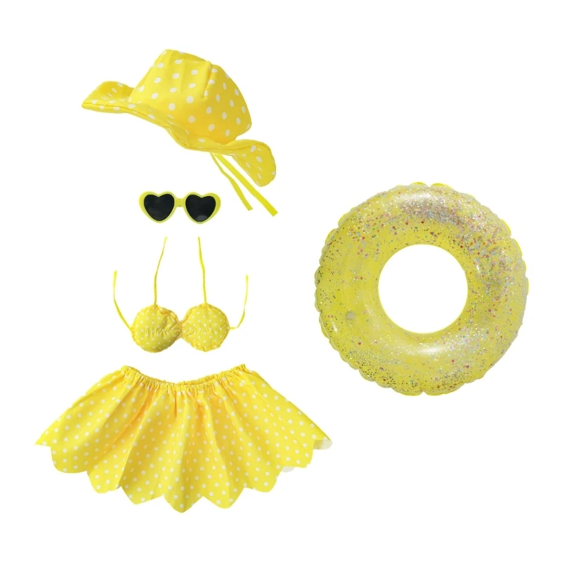 

Yellow Sun Hat Geese Attire 17 Inch Patios Statue Clothing Summer Decoration