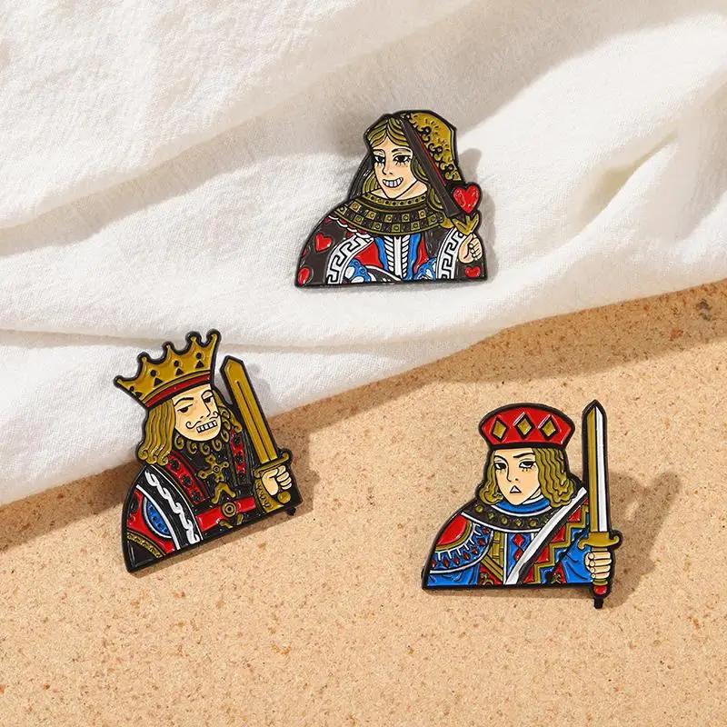 Trump Kingdom Chibi Enamel Pin Custom Flower Knight JQK Brooch Bag Badge Childlike Cartoon Jewelry Pins Gift for Friends