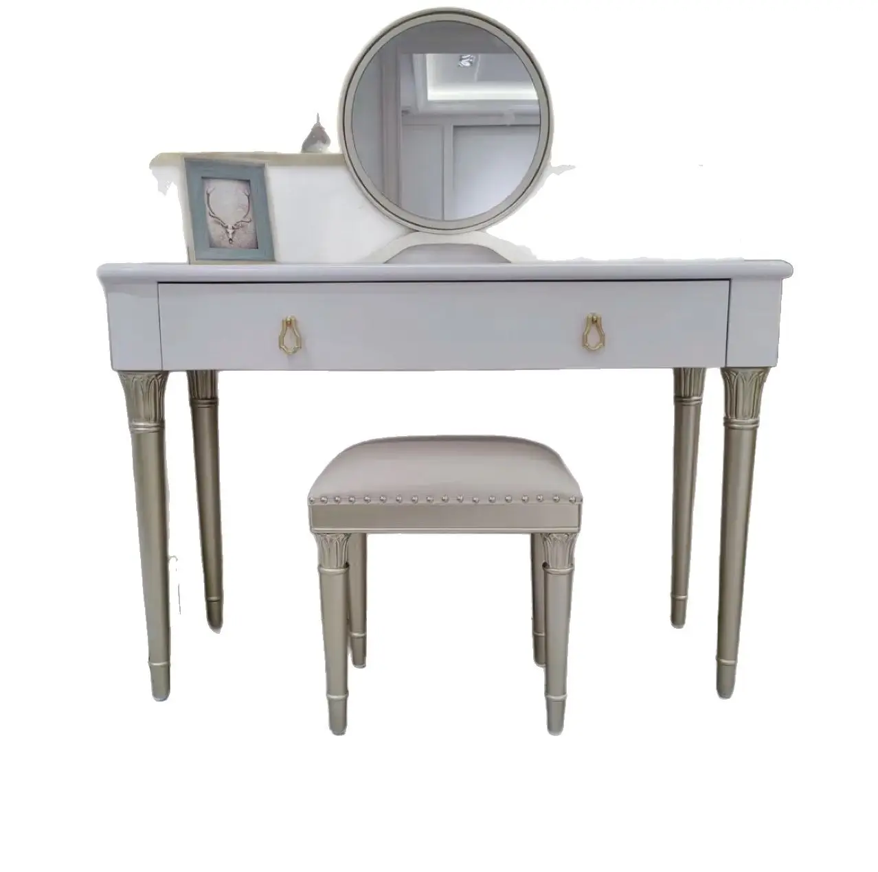 

French light luxury solid wood dressing table simple American princess desk dual use