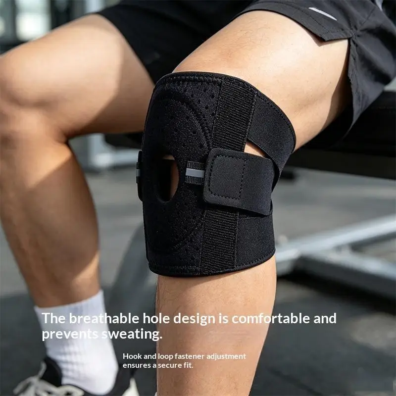 Verstellbare Kniebandage Knie-Kompressionsstütze mit Patella-Gel-Pads & Seitenstabilisatoren für Sport, Basketball, Laufen, Radfahren – Detail 3