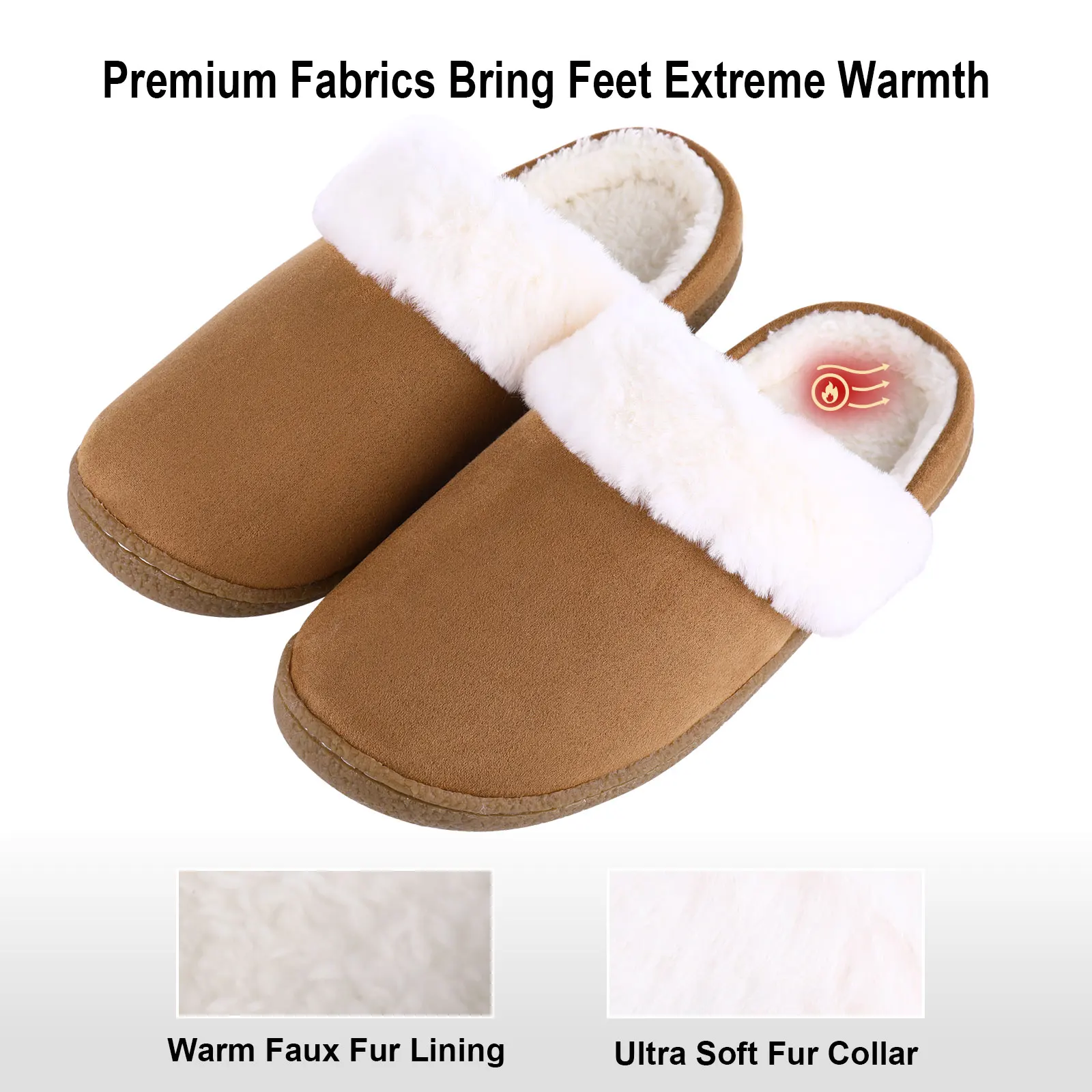 Litfun Winter Fur Cotton Slippers For Women Indoor Warm Cozy Plush Slippers Man Non Slip Soft Rubber Sole New Home Flats Slipper