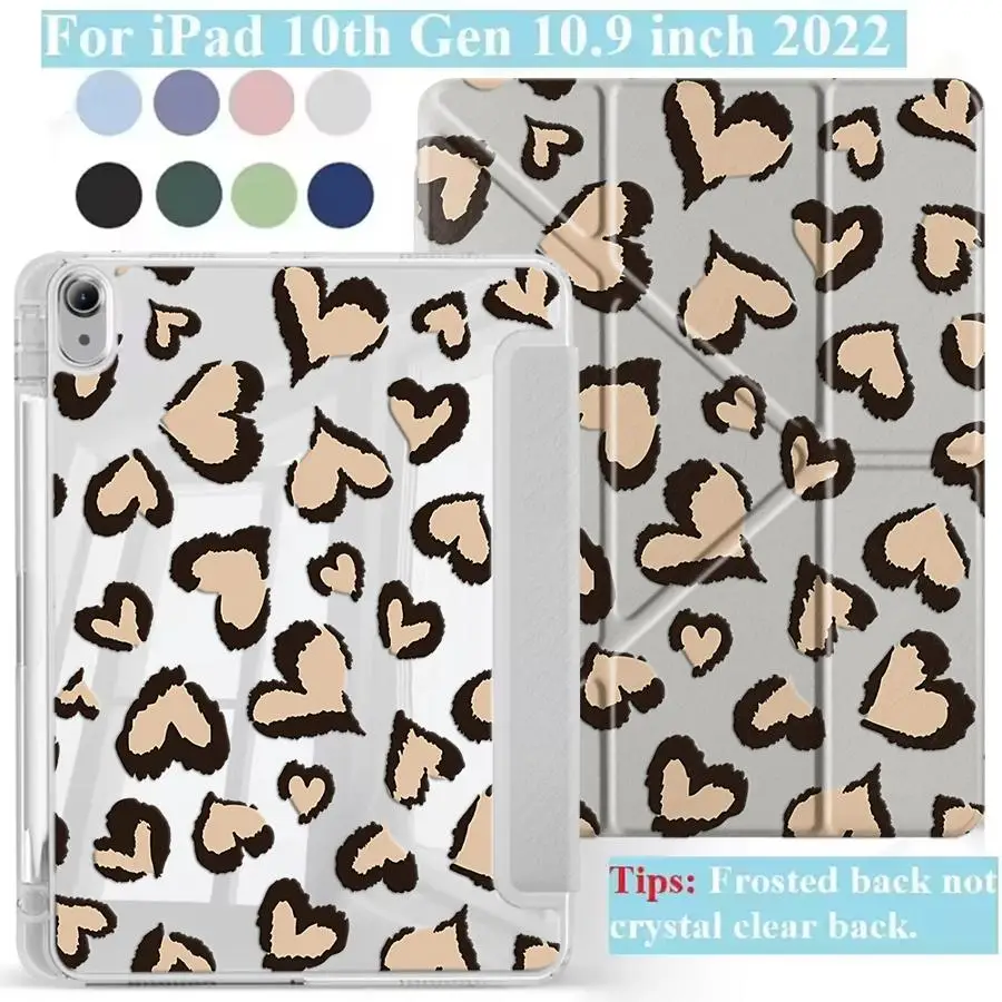 Leopard Print Heart Tablet Case For iPad Air 4 5 M3 M2 M4 11inch Pro 2025 Mini 6 7 Pro 11th 10th 9th 8th 7th 12.9inch Holder