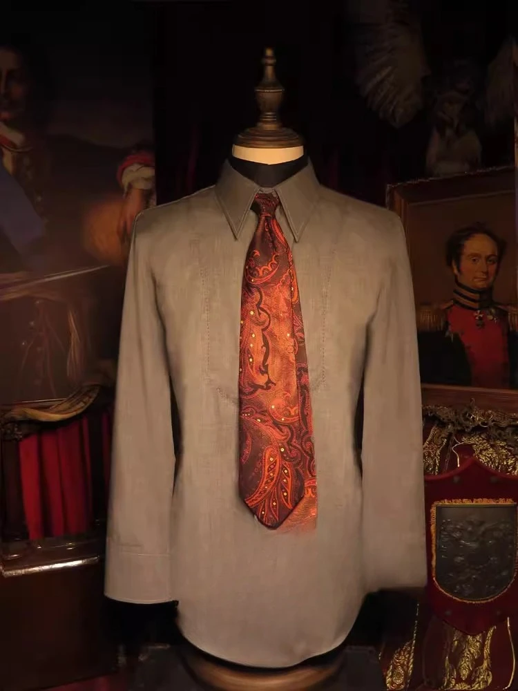 Camicia in cotone retrò gentiluomo grigio