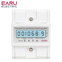 Din Rail AC230V 380V 3 Phase 4 Wire Energy Meter Power Consumption Monitor kWh Meter Wattmeter Bivolt 100A 50/60Hz LCD Backlight