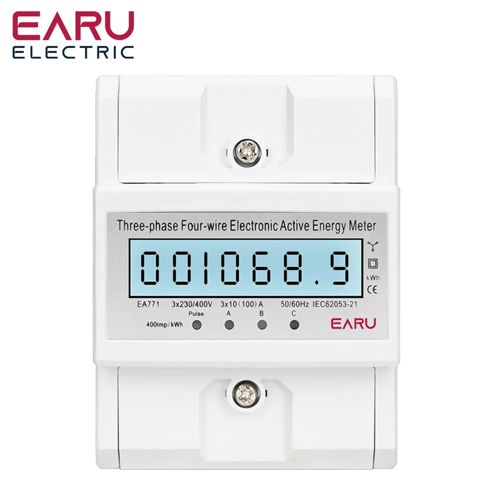 Szyna Din AC230V 380V 3-fazowy 4-przewodowy licznik energii Monitor zużycia energii kWh Miernik Wattomierz Bivolt 100A 50/60Hz Podświetlenie LCD
