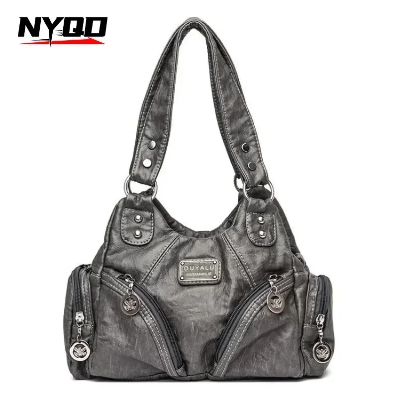 

Fashion Women Vintage Motorcycle Diagonal Shoulder Bag Messenger Crossbody Bag Y2K Soft PU Chains Multiple Pockets Tote Bags