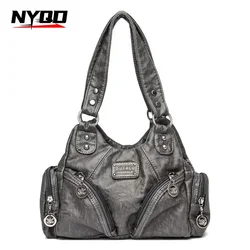Fashion Women Vintage Motorcycle Diagonal Shoulder Bag Messenger Crossbody Bag Y2K Soft PU Chains Multiple Pockets Tote Bags