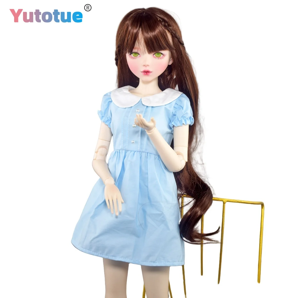 

YUTOTUE 56 см, кукла для девочек, зеленые глаза, макияж, сменная одежда для лица, парики, полный набор, реалистичная кукла 1/3 BJD, игрушка