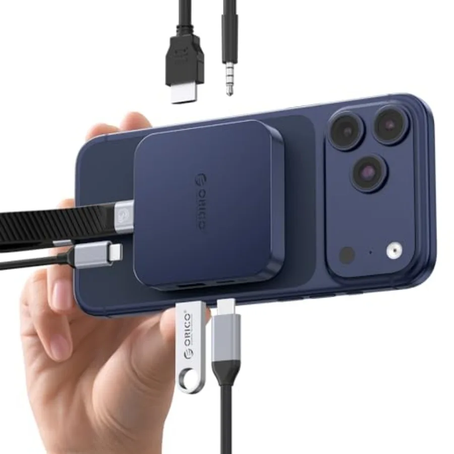 

10Gbps Magnetic M.2 Docking Station 6-in-1 USB C HUB with HDMI 4K@60Hz AUX 100W PD Pass-Through Charging M.2 2230 NVMe Enclosur