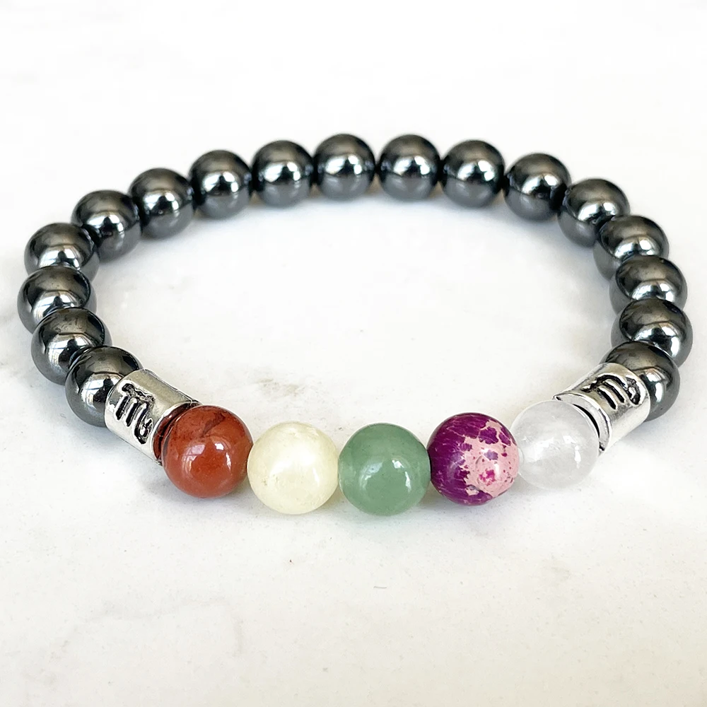 

MG1651 New Design Scorpio Zodiac Bracelet 8 MM AA Grade Hematite Crown Chakra Energy Wrist Mala Natural Gemstone Jewelry