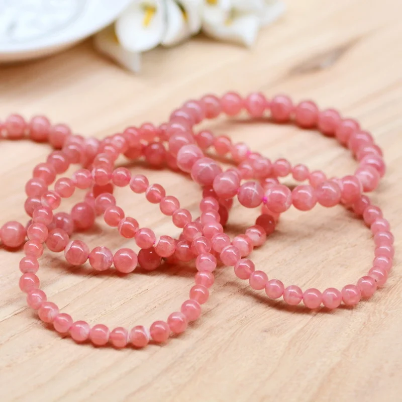 Iced-like Natural Rhodochrosite Vanves StoneBracelet Women