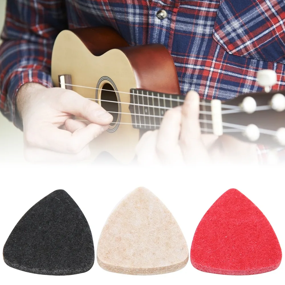 3PCS Professional Wool Felt Material Felt Guitar Picks Mixed Color Guitar Picks Ukulele Picks For Practicing