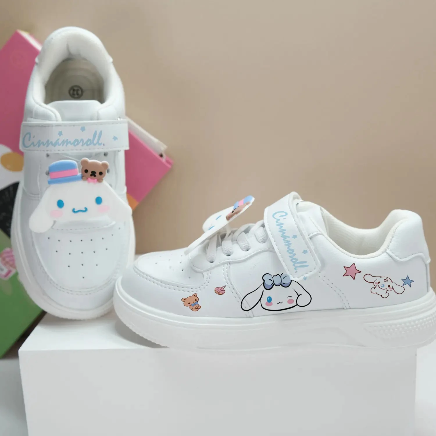 Sanrio Cinnamoroll Kids Sneakers Kawaii Anime Kuromi My Melody Leather Shoes Spring Cute Cartoon Babys Board Shoes Gift for Kid