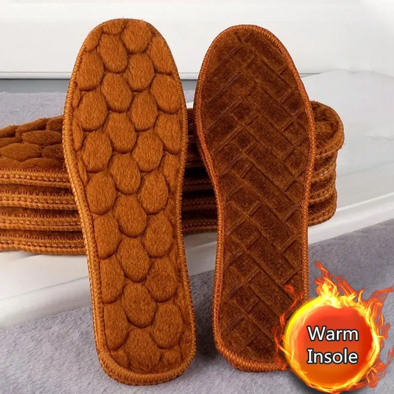Plantilla de felpa cálida para zapatos, suela gruesa para botas de nieve, plantilla térmica para deportes de invierno, almohadillas térmicas para