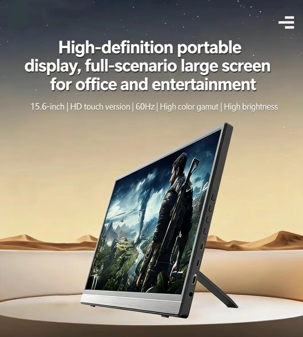 15.6-inch Portable Monitors with Rotatable Metal Stand LED Usb for Business LCD BOE IPS Laptop 10 Point Touch 1 Ms 16:9