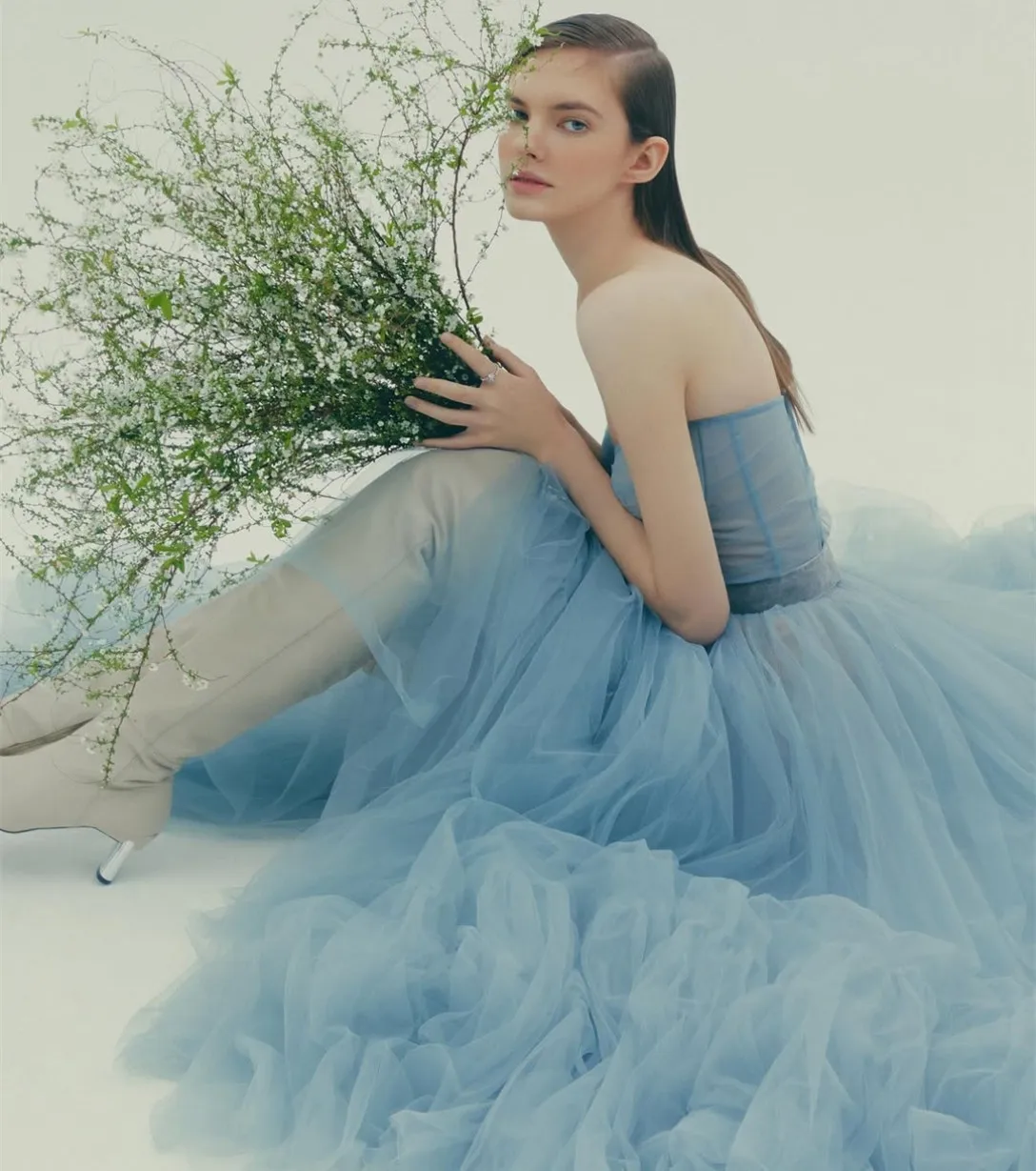 فساتين زفاف طويلة مخصصة على شكل قلب على شكل حرف A من التل فساتين سهرة بطول الأرض للنساء #2