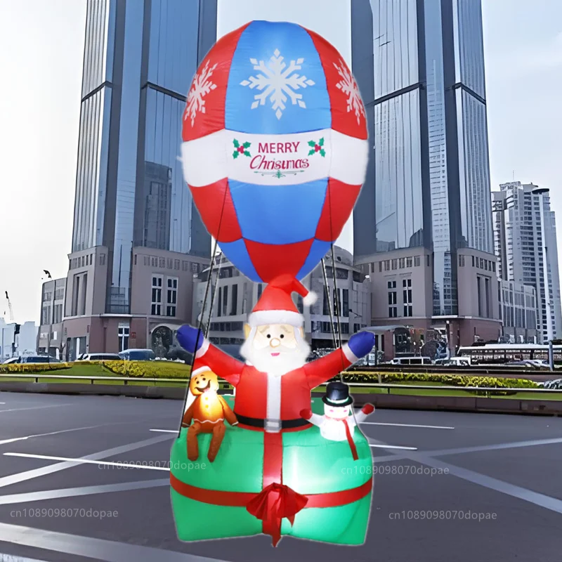 2.7 متر عيد الميلاد نفخ سانتا كلوز ركوب بالون ساخن المدمج في مصباح ليد داخلي في الهواء الطلق ساحة تقليم حديقة متعة عطلة الطرف الدعامة