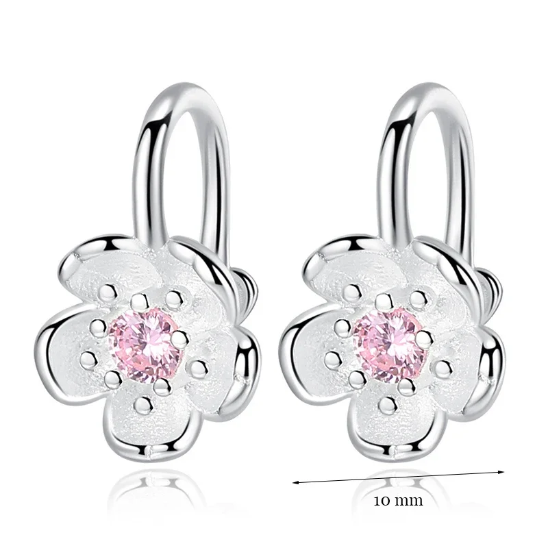 Women\'s Fashion Cherry blossoms Flower Clip Earrings Lovely Sakura Cuff Earring For Japanese Cute Earring Accessories Gifts