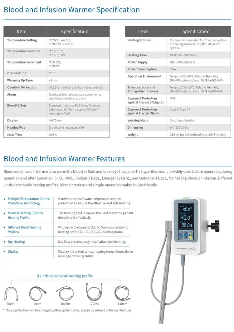โรงงานจัดหาโรงพยาบาล เครื่องทําความร้อน เครื่องทําความร้อนแบบพกพา เครื่องอุ่นของเหลวทางการแพทย์ IV