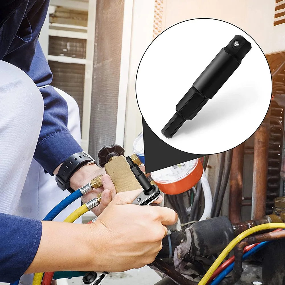 2-pak 3/16 do 5/16 adapter klucza serwisowego z kluczem sześciokątnym, zestaw adapterów do końcówek sześciokątnych z grzechotką, otwieracz zaworu HVAC