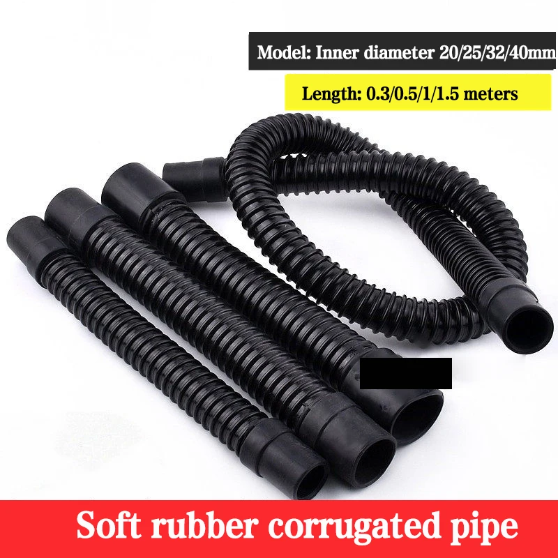 Aquarium Corrugated Hose Flexible Water Hose with Soft Rubber Ends for Fish Tank Inlet Outlet Drainage 20 25 32 40 50mm