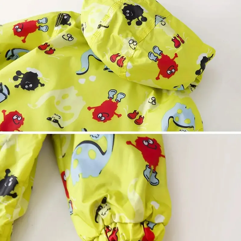 طفل بنين بنات معطف واق من المطر كم طويل مقنع سترة ديناصور معطف مقاوم للماء مع السراويل دعوى الاطفال سترة واقية ملابس خارجية غير رسمية