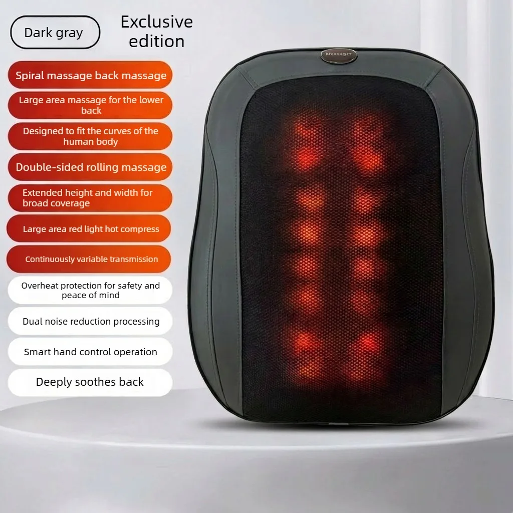 Electric Back and Waist Massager Neck Shoulders and Legs Heating Simulated Human Hand Kneading Home Cushion with Hand Controller