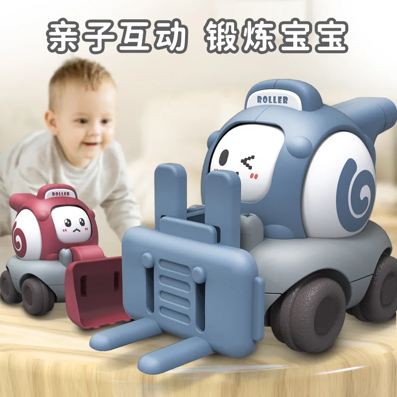 

Children's cartoon toy car whistle car inertia pull back inspired puzzle excavator construction car boy