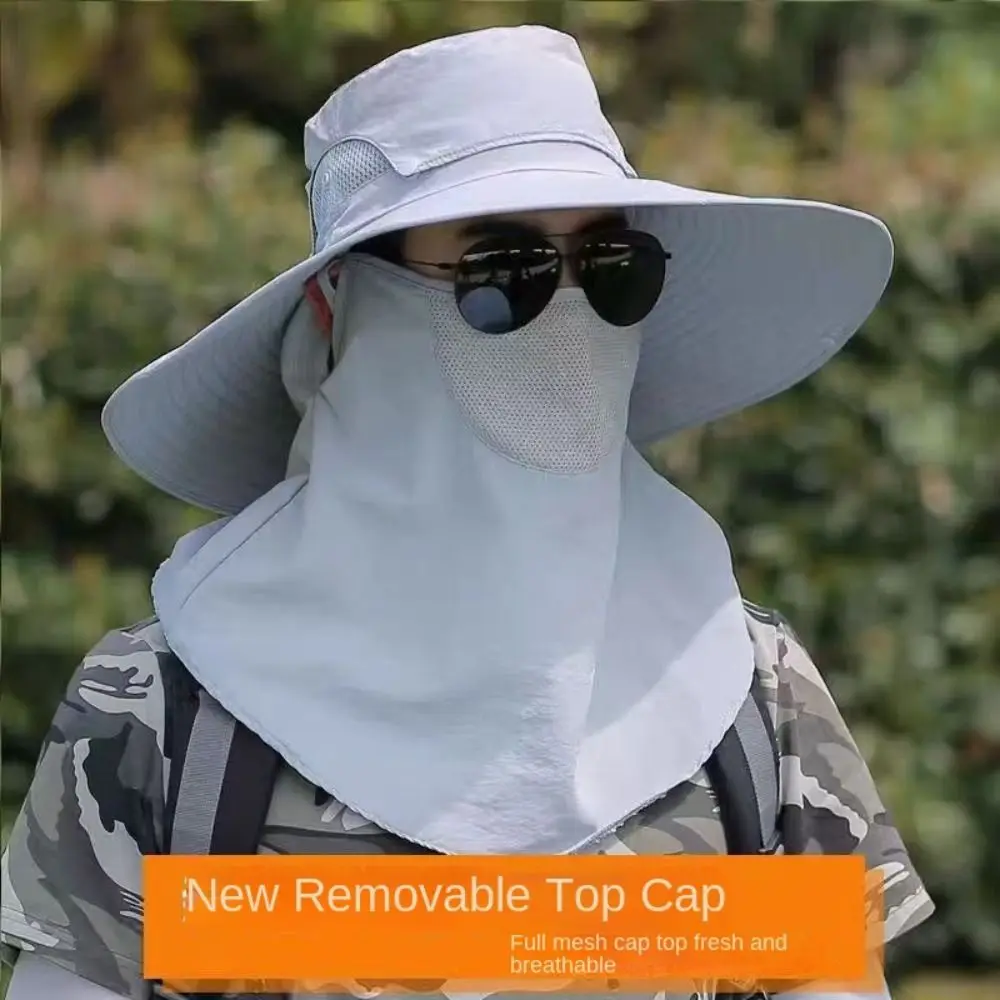 

Durable Caps Mask Set Bucket Hat Wide Brim Sunscreen Fisherman Hat UV Protection Neck Flap Sun Hat Unisex