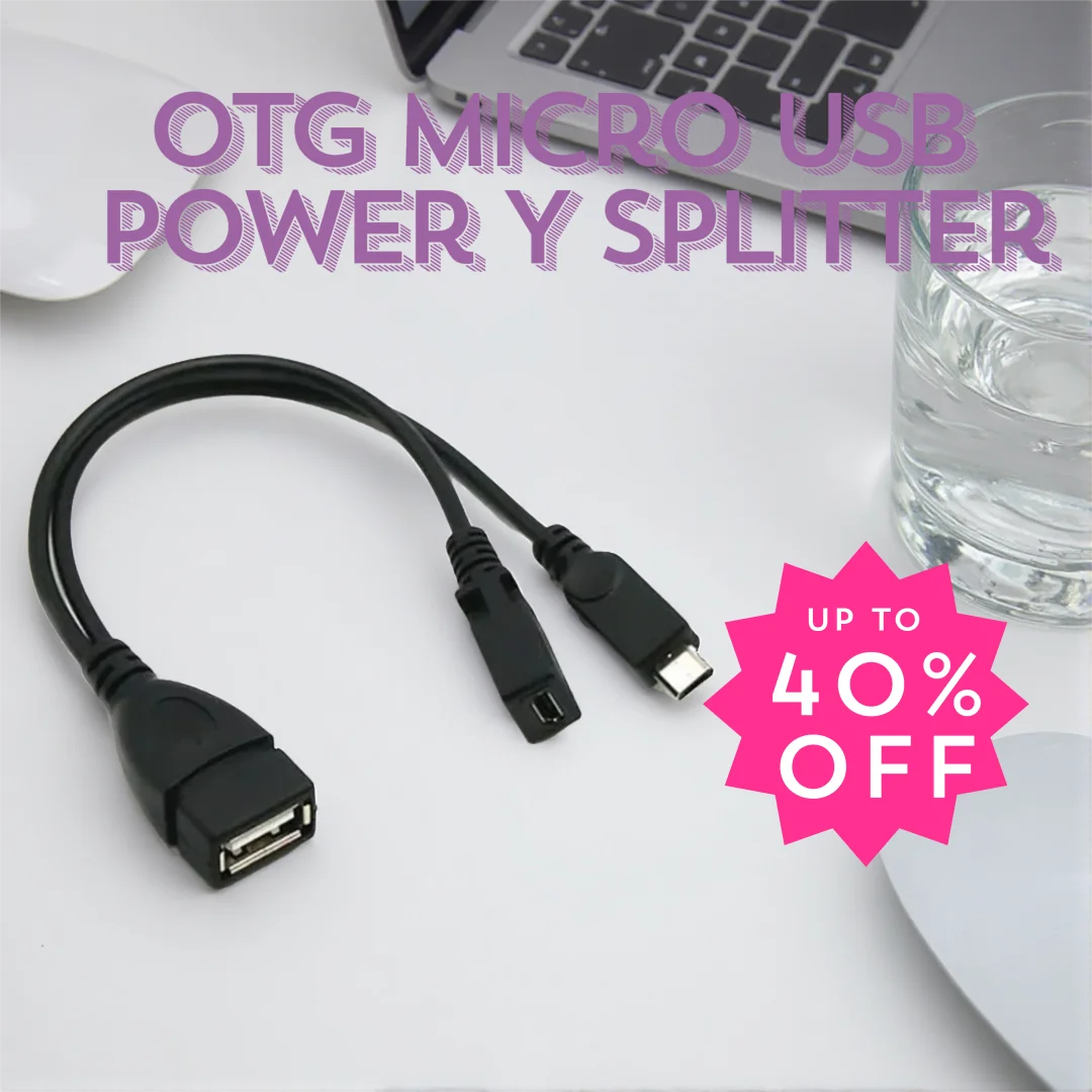 1Pcs 2-in-1 OTG Micro USB Power Y Splitter Adapter Cable 20cm Male to Female 5-Pin USB Micro Connector