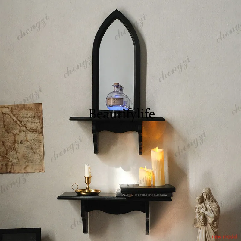 A68Antique Universal Mirror Decor Retro Unbreakable Compact Makeup Art Mirror Decor Wall Bedroom Gothic Espejos Vintage Home Dec