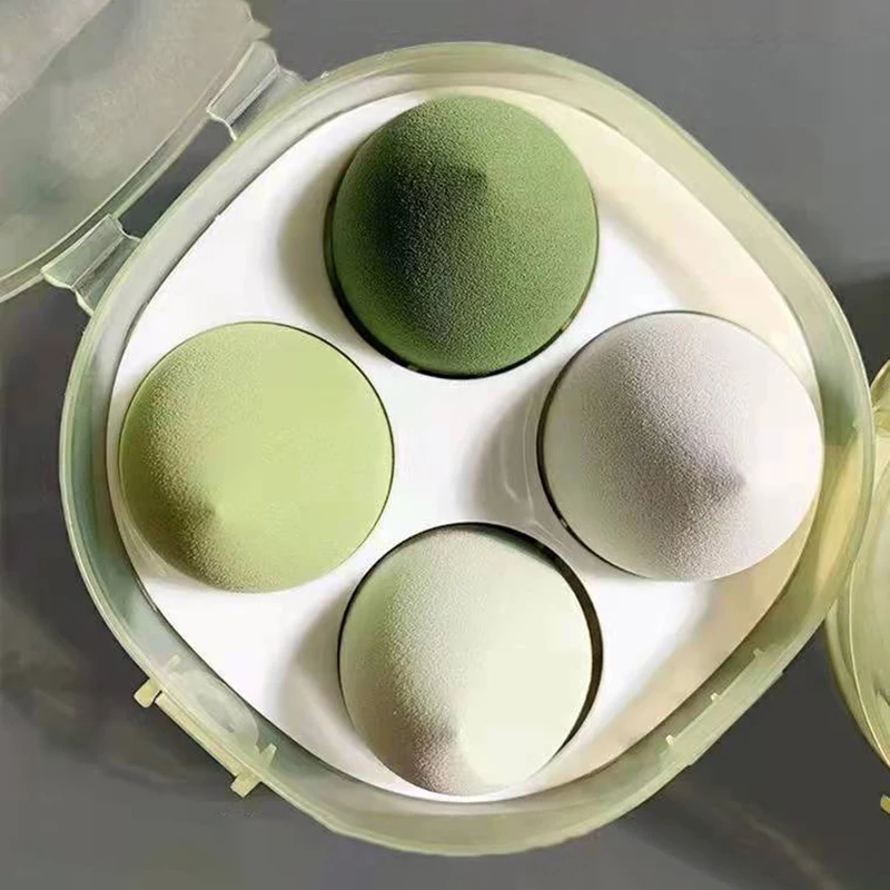 4Pcs Makeup Sponge Powder Puff Dry and Wet Combined Beauty Cosmetic Ball Powder Puff Bevel Cut Make Up Sponge Foundation Tools