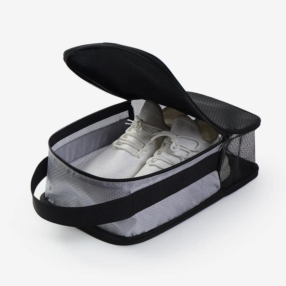 Polyester Shoes Portable Handbag Double-layer Pocket Mesh Breathable Sneakers Storage Bag Solid Color Dust-proof
