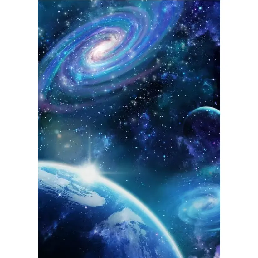 5x7FT Outer Space Astronaut Purple Blue Galaxy Planets Stars Cosmo Custom Photo Studio Backdrop Background Vinyl 220cm X 150cm