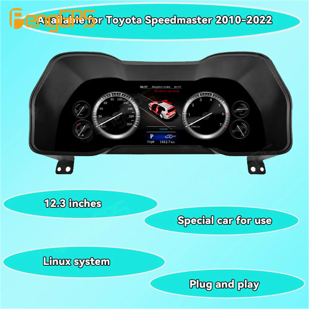 

For Toyota 4Runner 2010 2022 Car Digital Instrument Cluster LCD Dashboard Auto Meter 12.3 Inch LCD Screen Cockpit Upgrade