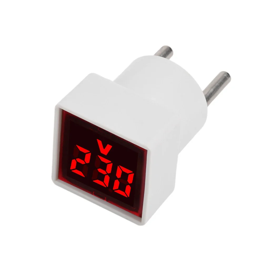 EU Plug Digital AC Voltage Tester Monitor, LED Display Square Voltmeter Indicator Light, Electrical Instruments for 50V‑500V 220