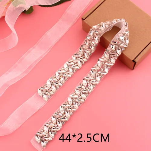 Imagen 2 del producto Cinturón nupcial de cristal con cintas, cinturón de boda plateado hecho a mano, cinturón de cristal para vestidos de noche de boda y fiesta