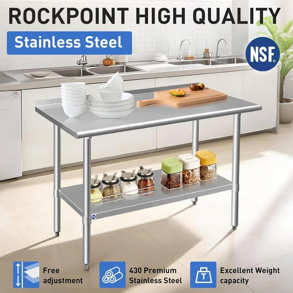 

Stainless Steel Table for Prep & Work with Caster Wheels 30x36 Inches, with Undershelf and Legs for Restaurant, Home and Hotel