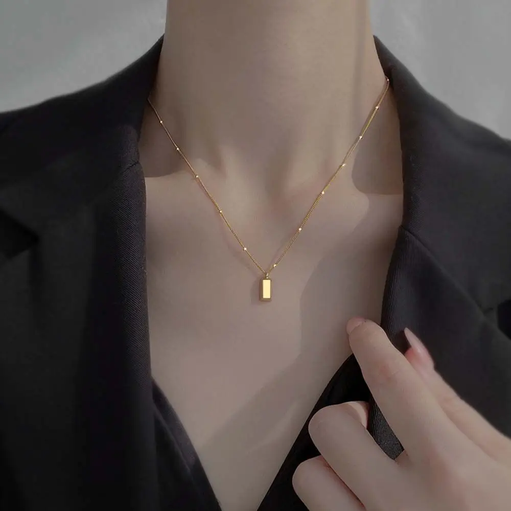 Fashion Elegant Sparkly Temperament Party Pendant Ultra thin Women Necklace Clavicle Chain Korean Style Gold Bar Choker