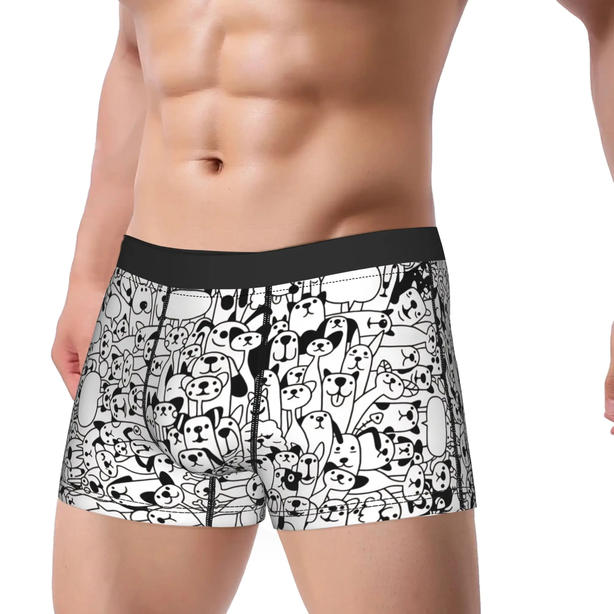Cats and Dogs Vector pattern Shorts Briefs  Underwear Hot Sale Man Novelty Boxershorts Customs Plus Size Underpants
