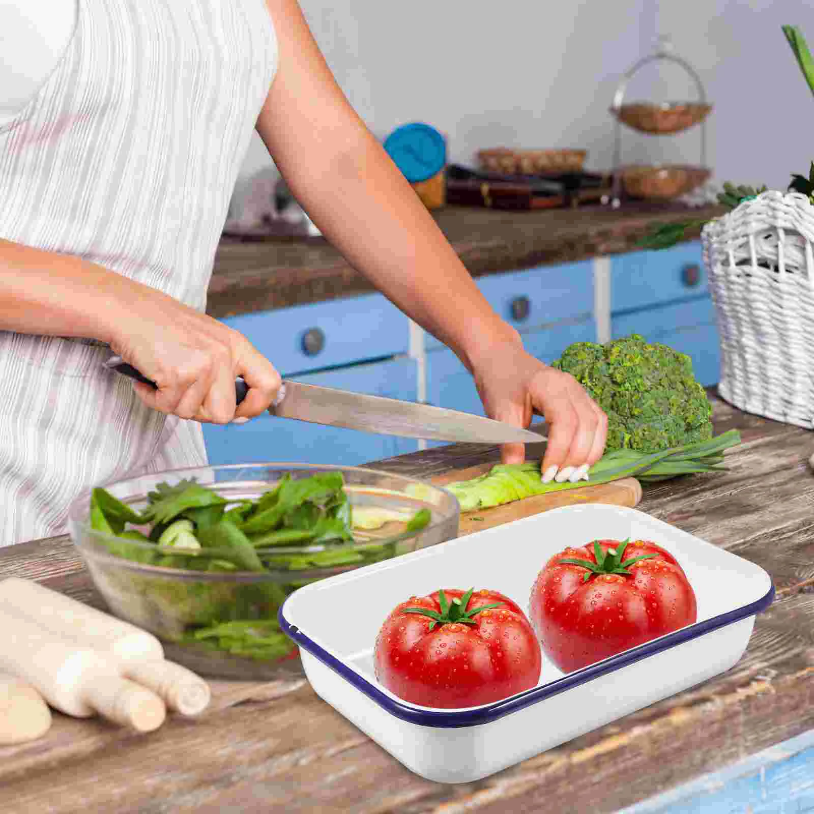 Esmalte assadeira panelas bandejas forno multifuncional armazenamento de alimentos para restaurante panqueca pão