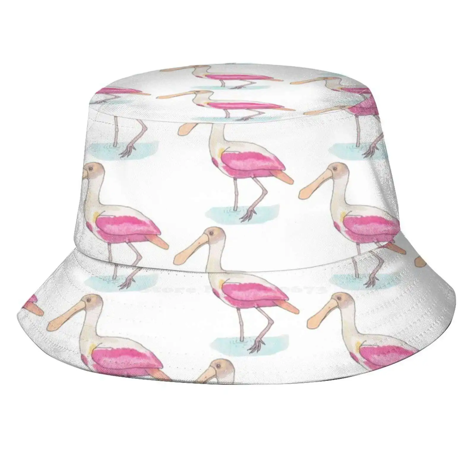 Roseate Spoonbill Bird Species Watercolor Art Sun Cap Fisherman Hat Bucket Hats Roseate Spoonbill Wildlife Birding Wild Birds