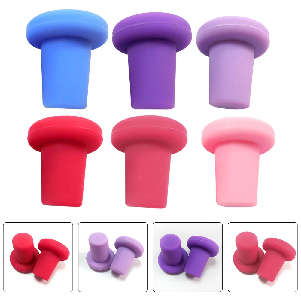 

6 Pcs Red Silicone Stopper Colorful Stoppers Sealer Bottle Fade-proof Silica Gel Plug Cap Vinegar